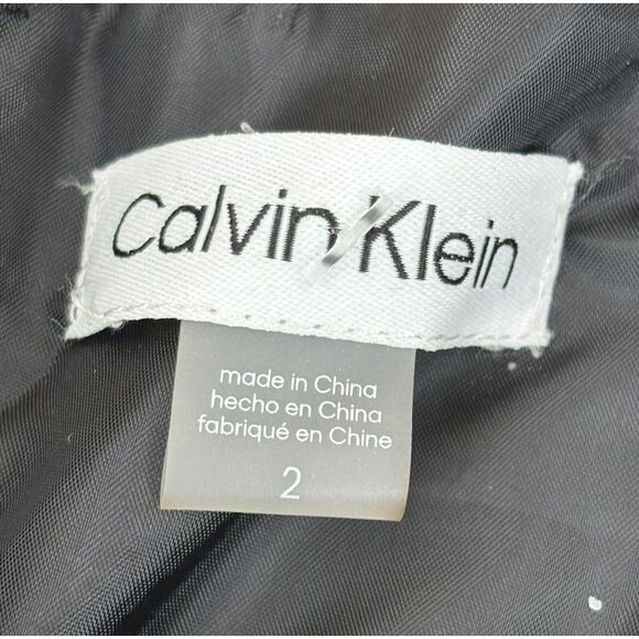 CALVIN KLEIN Sequin Mesh A-Line Party Dress Size‎ 2 Black Sleeveless V-Neck NWT - Picture 9 of 11